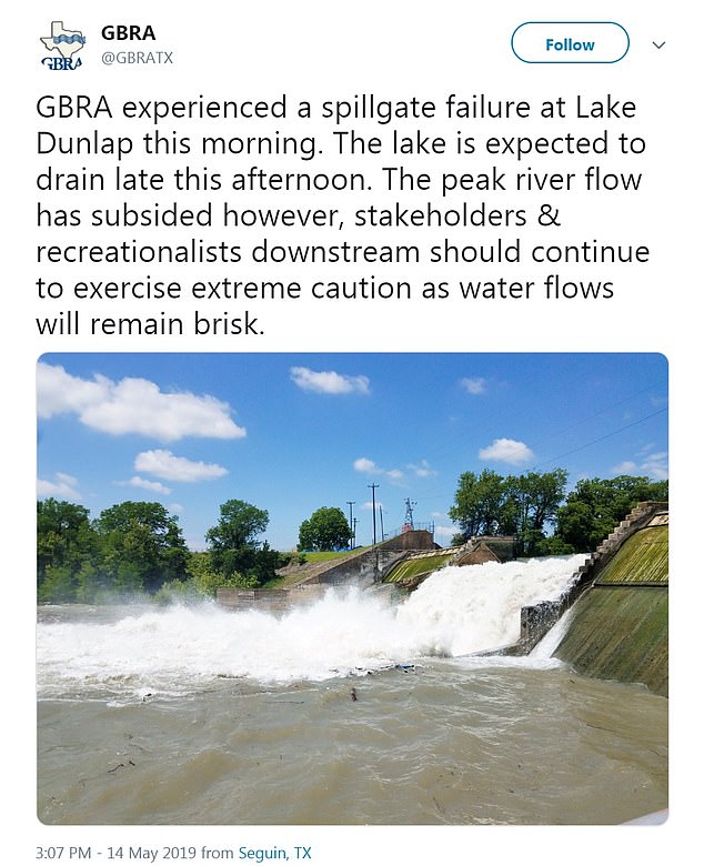 90-year-old dam at Lake Dunlap in Texas  broke  