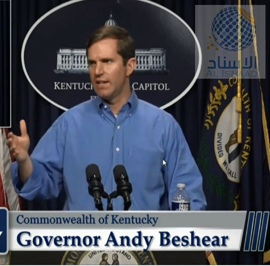 Governor of Kentucky Andy Beshear updating about COVID 19